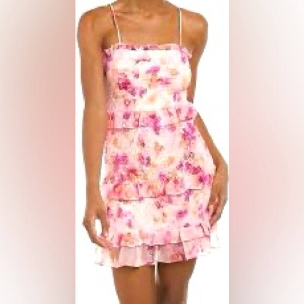Bebe Floral Printed Ruffle Mini Dress